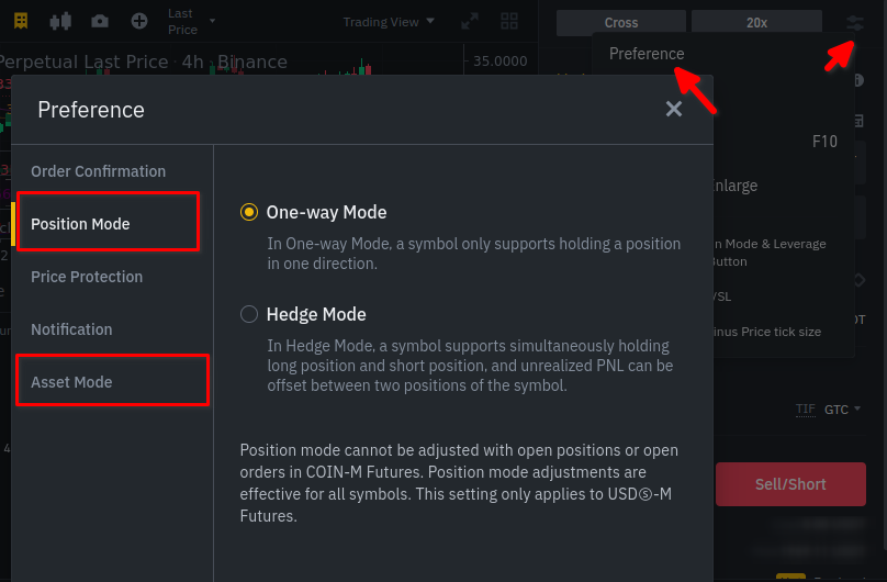 Binance futures settings